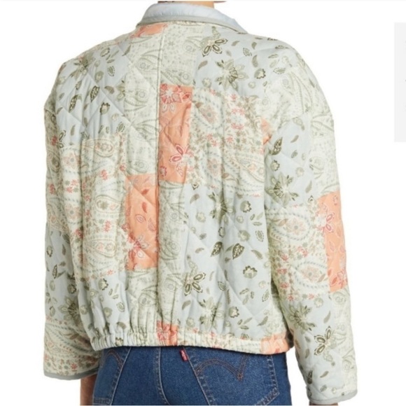 Avec Les Filles Quilted Patchwork Floral Paisley Bomber Jacket Size Large - Picture 2 of 11